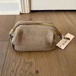 Hammitt Kit Gray Natural Suede Cosmetic Bag New